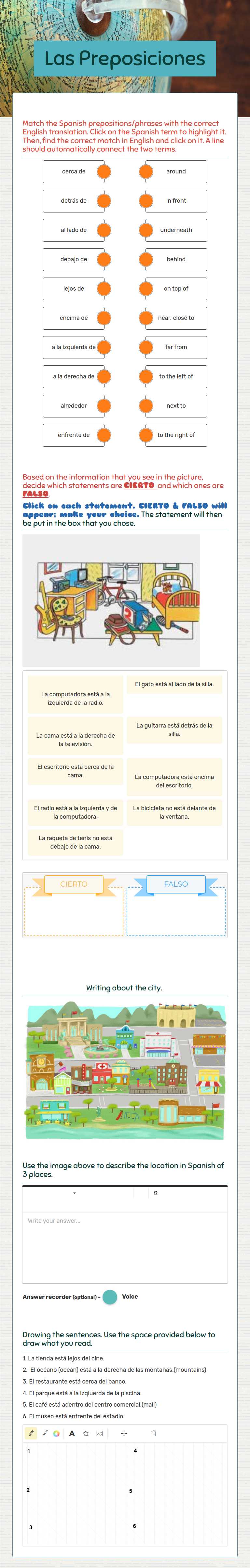 Las Preposiciones worksheet preview image