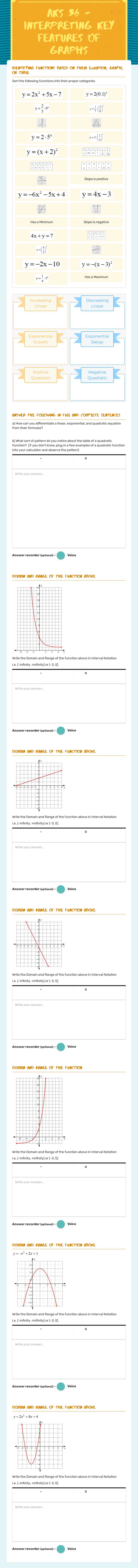 AKS 36 - Interpreting Key features of graphs worksheet preview image