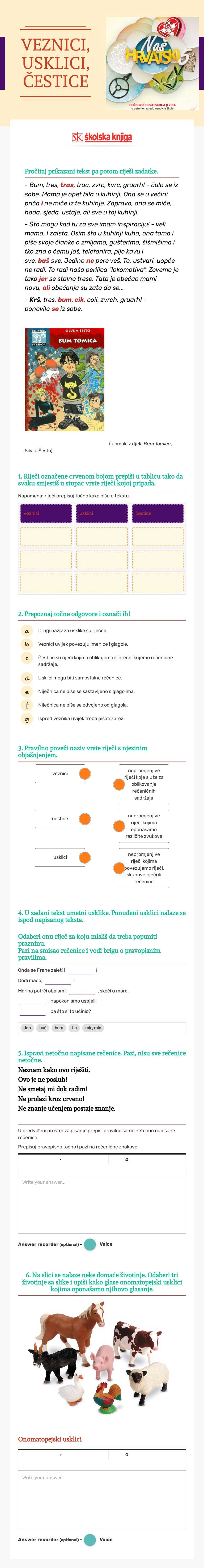 VEZNICI, USKLICI, ČESTICE worksheet preview image