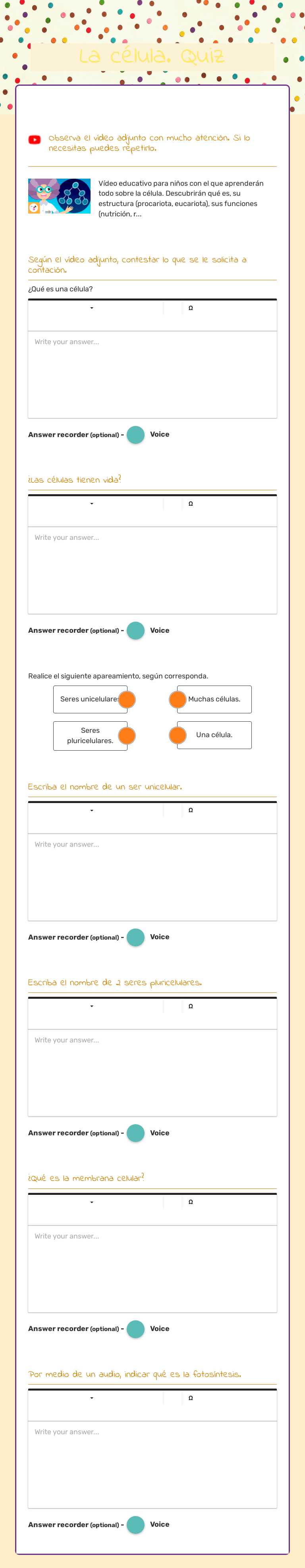 La célula. Quiz worksheet preview image