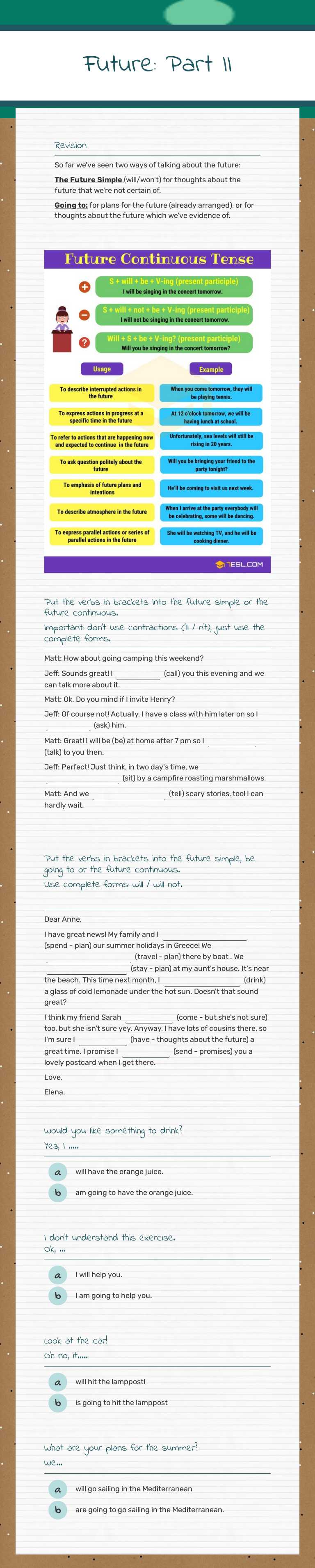 Future: Part II worksheet preview image