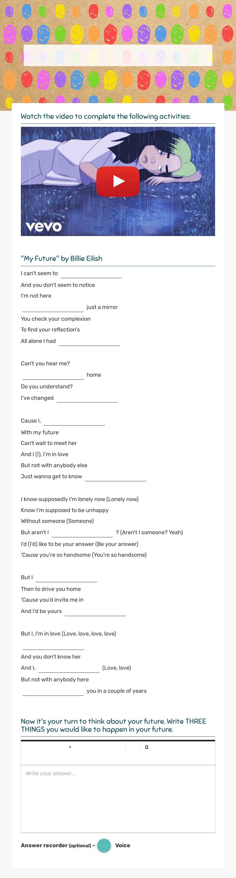 "My Future" Other worksheet preview