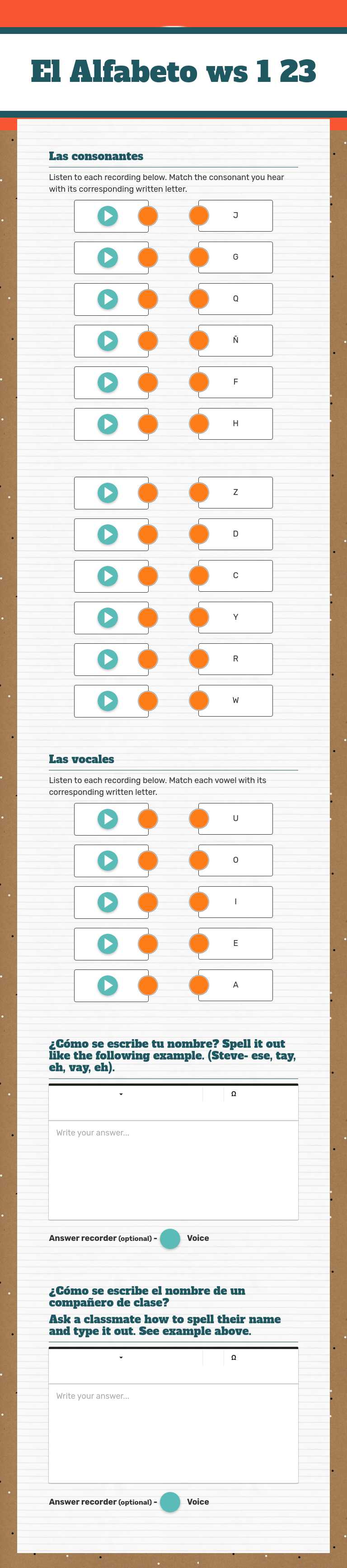 El Alfabeto ws 1 23 worksheet preview image