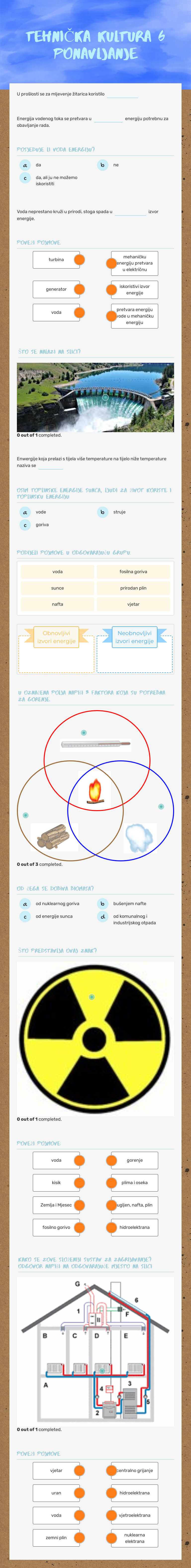 TEHNIČKA KULTURA 6 PONAVLJANJE worksheet preview image