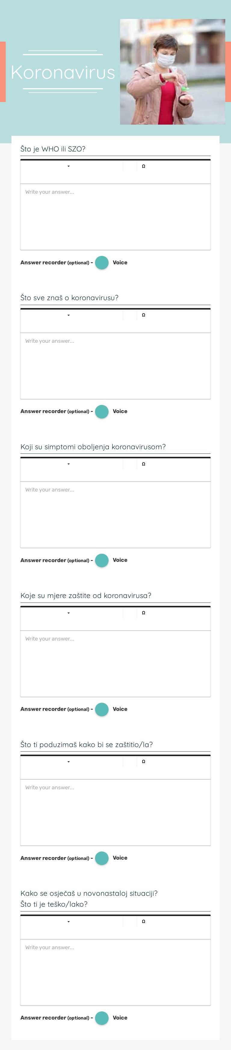 Koronavirus worksheet preview image