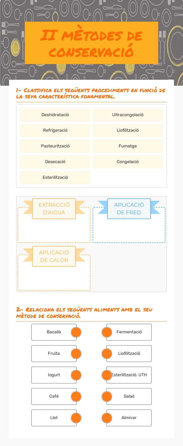 II mÈtodes de conservació Grade 10 worksheet preview