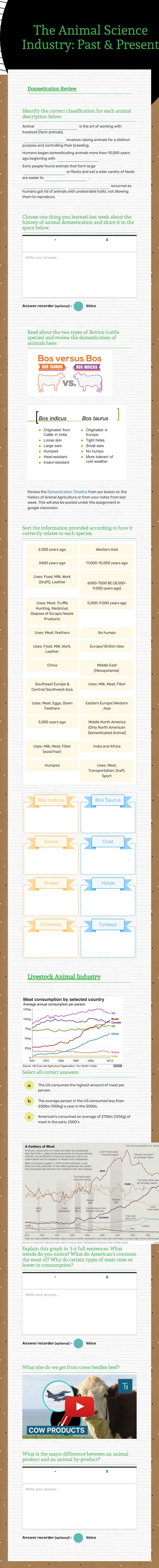 The Animal Science Industry: 
Past 
& Present worksheet preview image