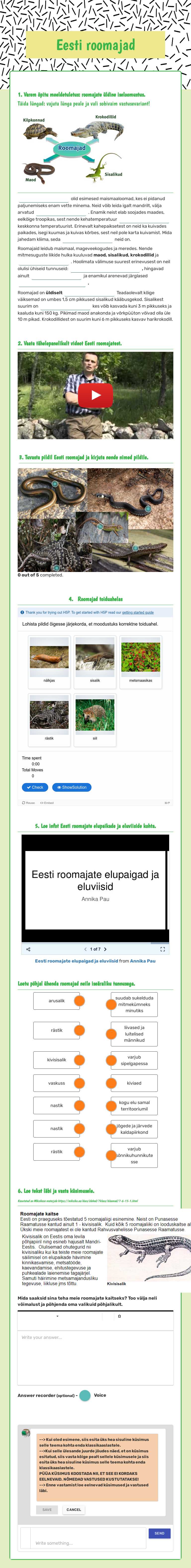 Eesti roomajad worksheet preview image