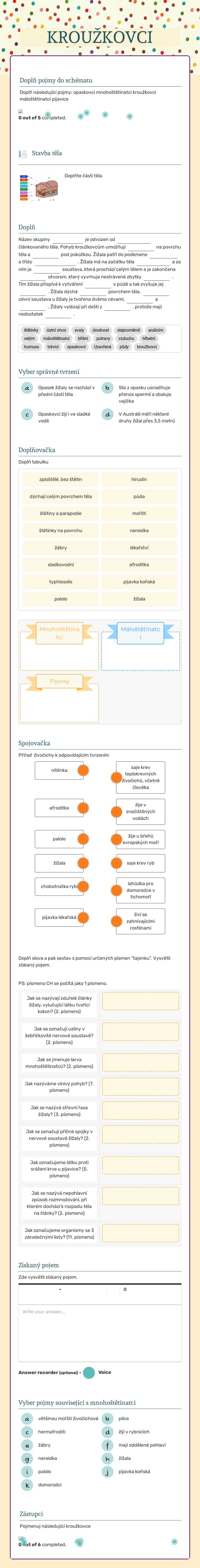 KROUŽKOVCI worksheet preview image