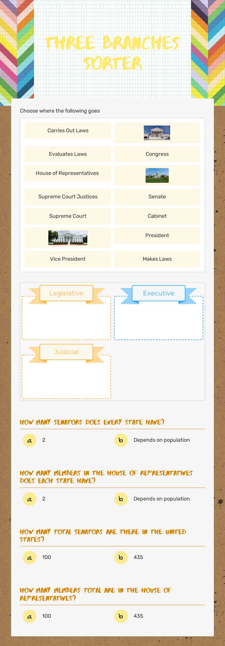 Three Branches sorter worksheet preview image