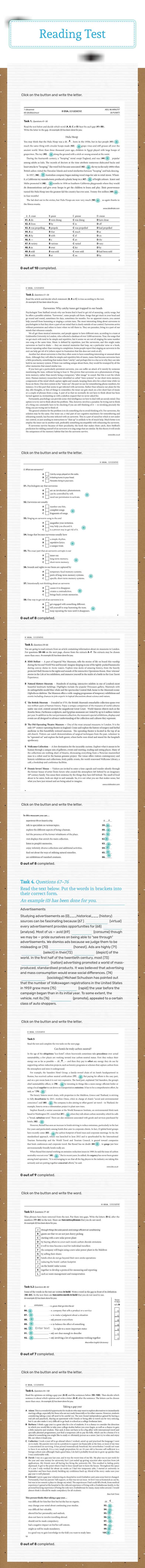 Reading Test Grade 12 worksheet preview