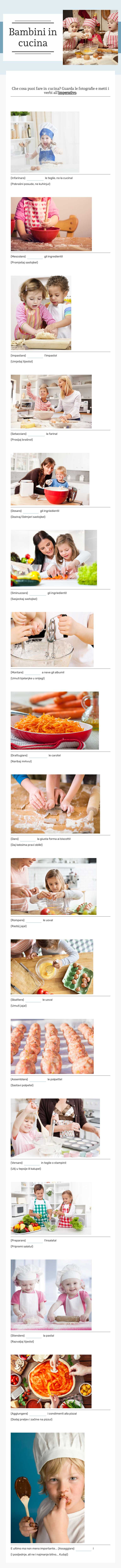 Bambini in cucina worksheet preview image