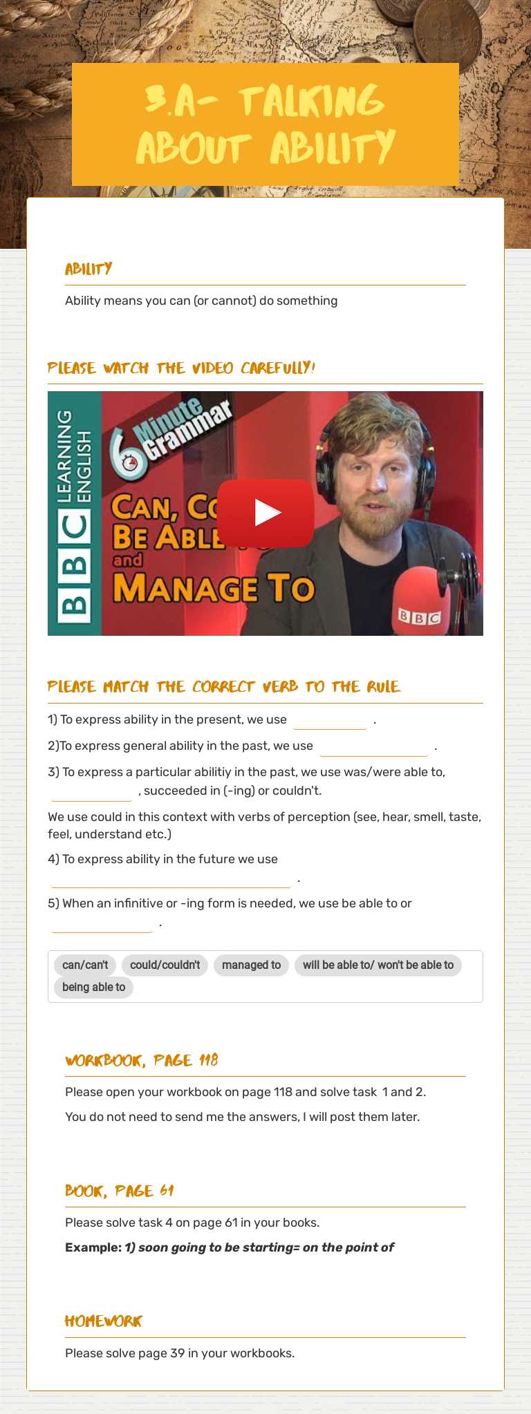 3.a- talking about ability worksheet preview image