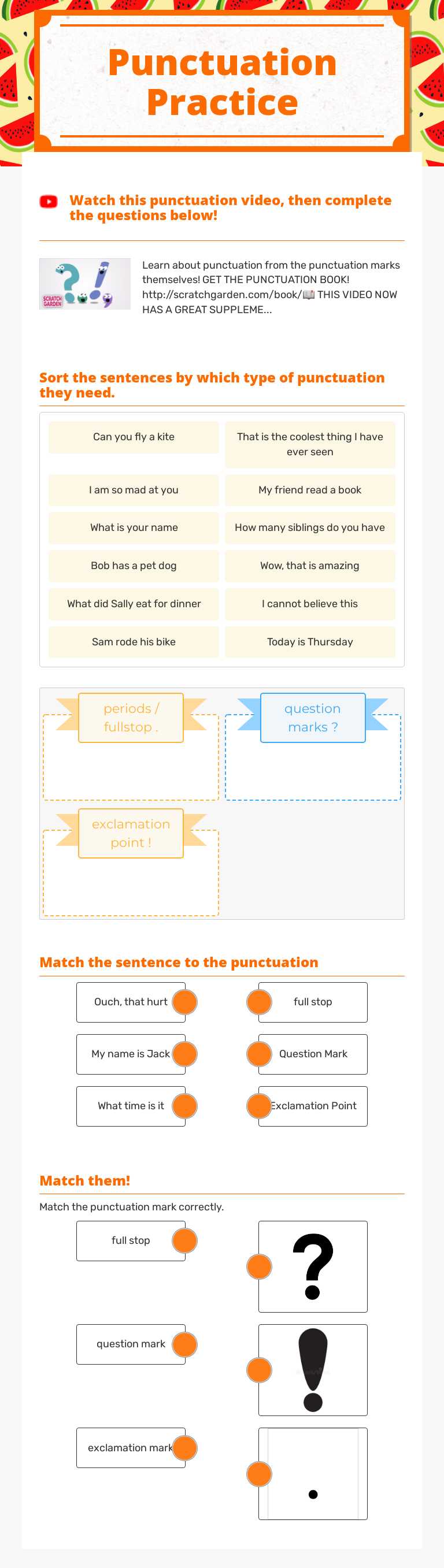Punctuation Practice worksheet preview image