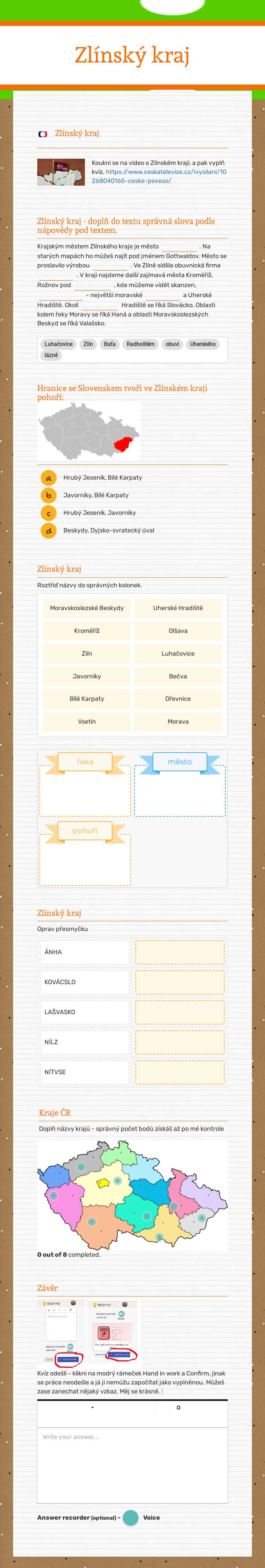 Zlínský kraj worksheet preview image