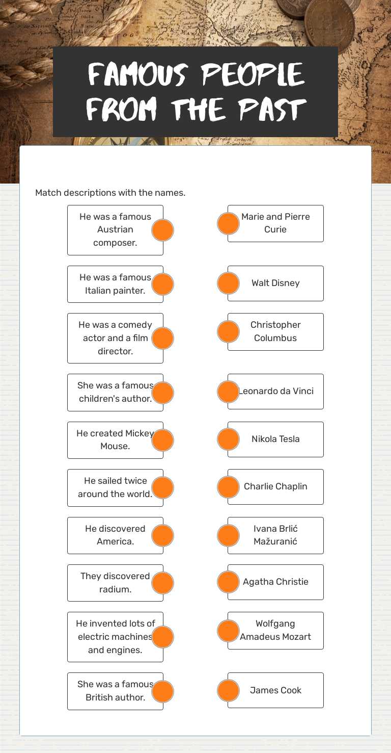 FAMOUS PEOPLE FROM THE PAST worksheet preview image