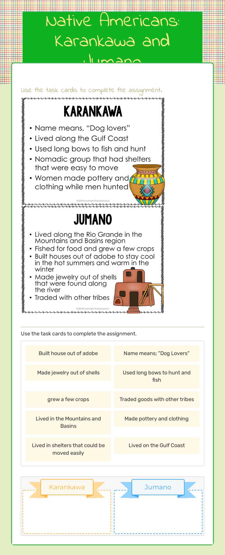 Native Americans: Karankawa and Jumano worksheet preview image
