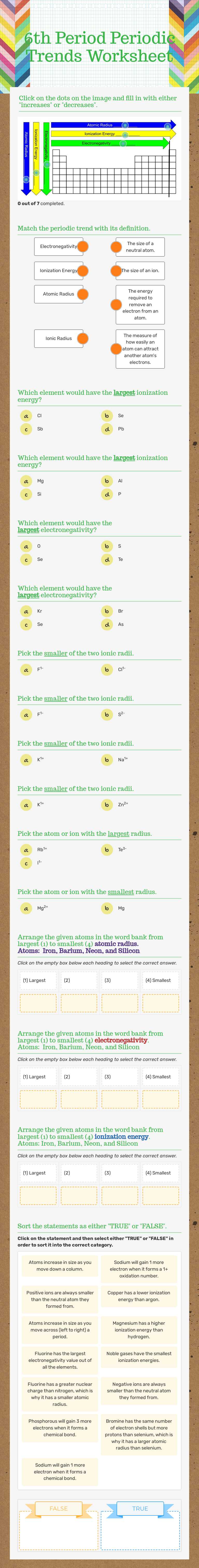 6th Period
Periodic Trends Worksheet worksheet preview image