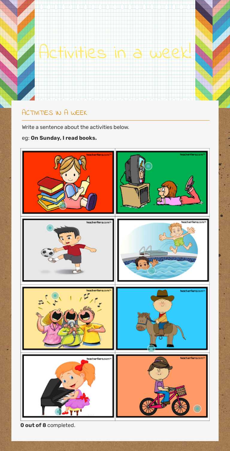 Activities in a week! worksheet preview image