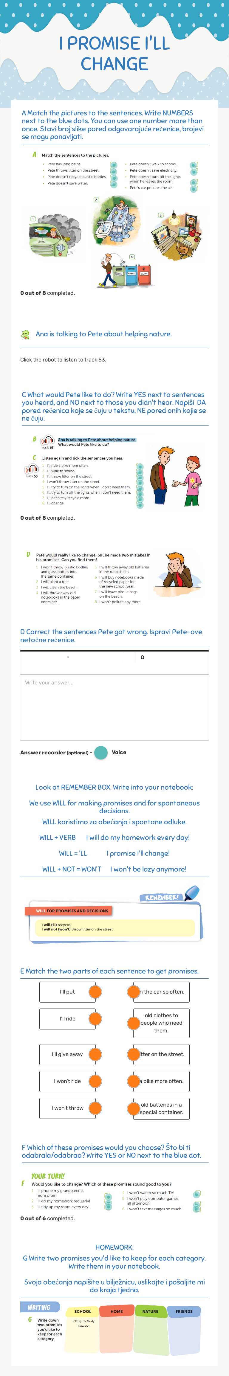 I PROMISE I'LL CHANGE worksheet preview image
