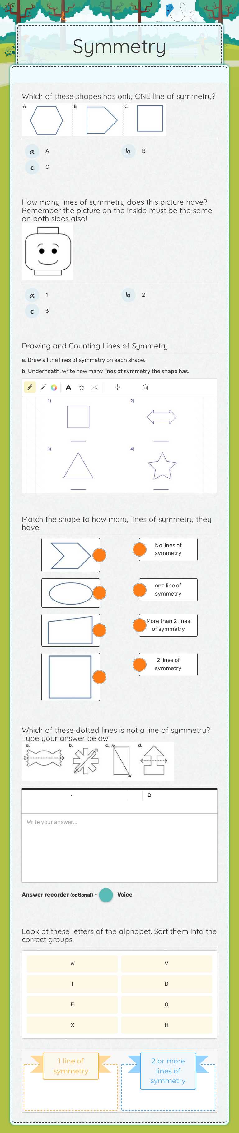 Symmetry Grade 4 worksheet preview