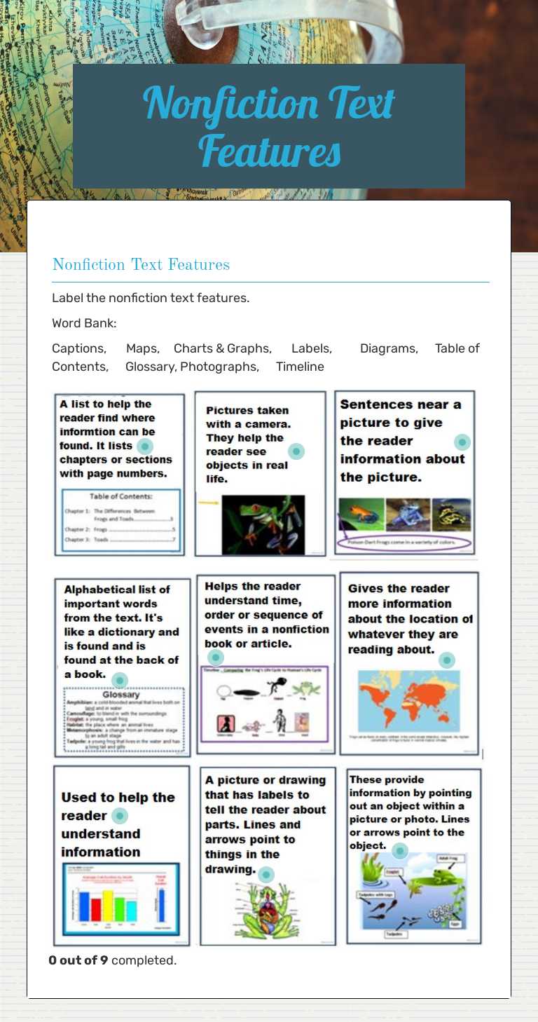 Nonfiction Text Features worksheet preview