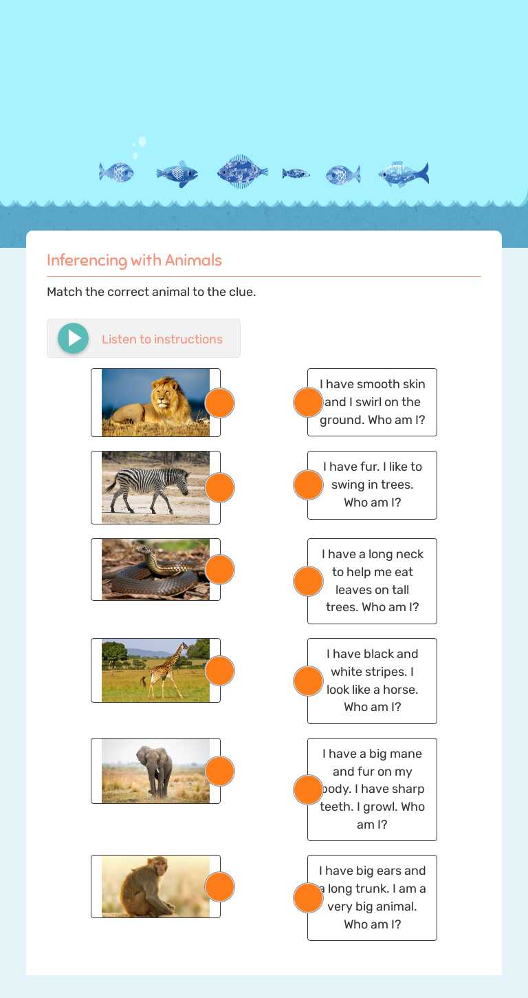 Inferencing
with Animals Grade 4 worksheet preview
