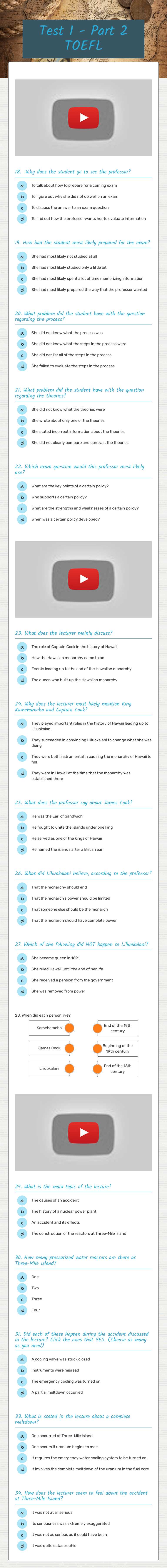 Test 1 - Part 2 TOEFL worksheet preview image