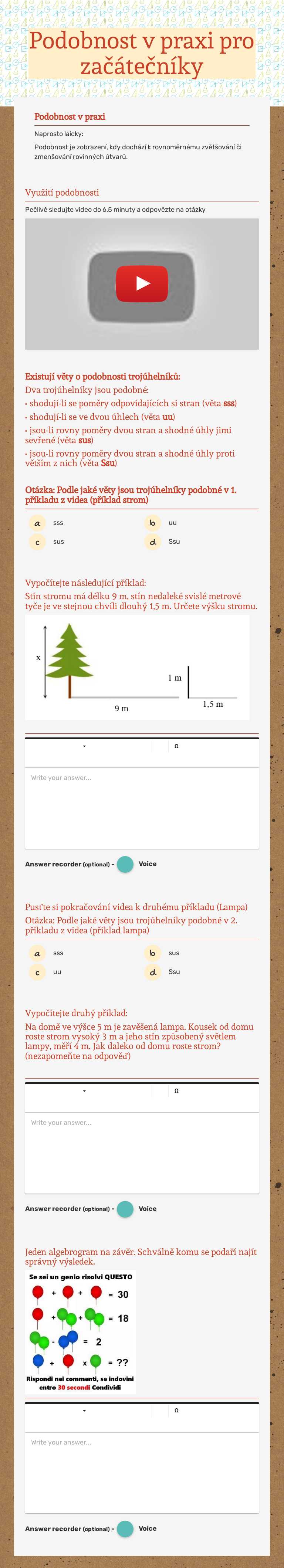 Podobnost v praxi pro začátečníky worksheet preview image