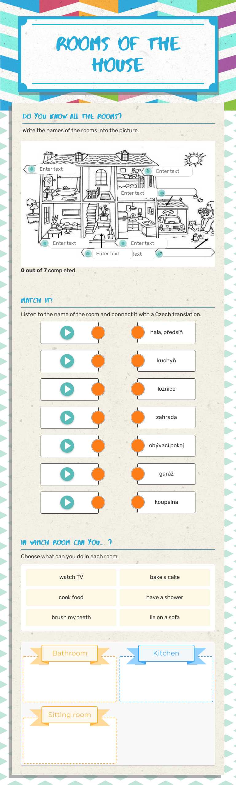 Rooms of the House worksheet preview image