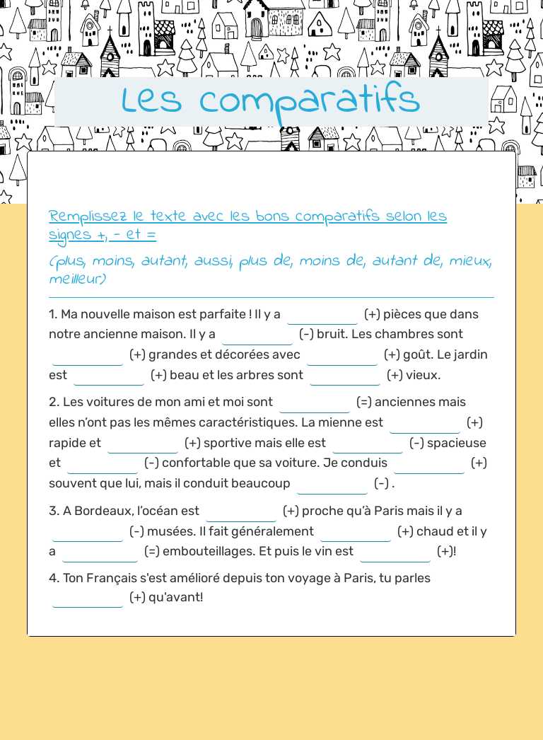 Les  comparatifs worksheet preview image