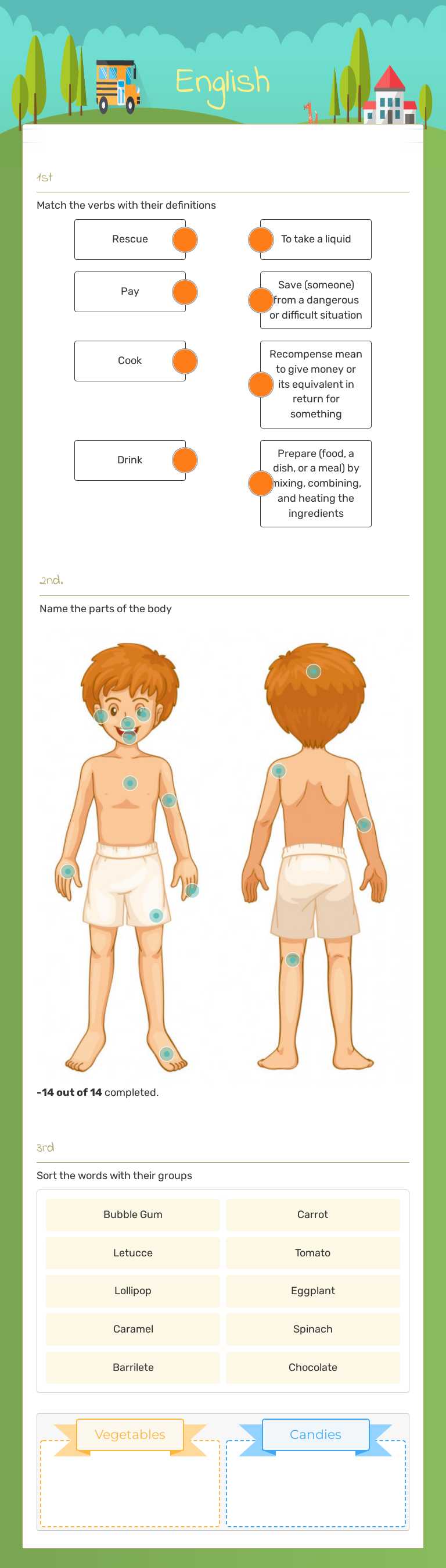 English worksheet preview image