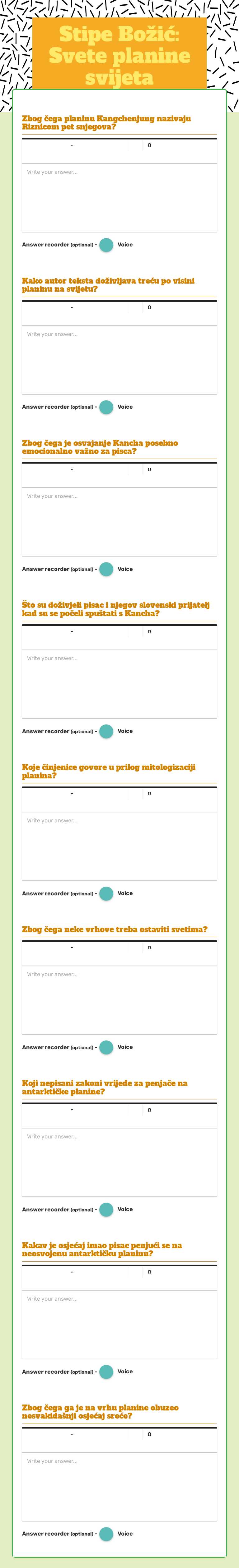 Stipe Božić: Svete planine svijeta worksheet preview image