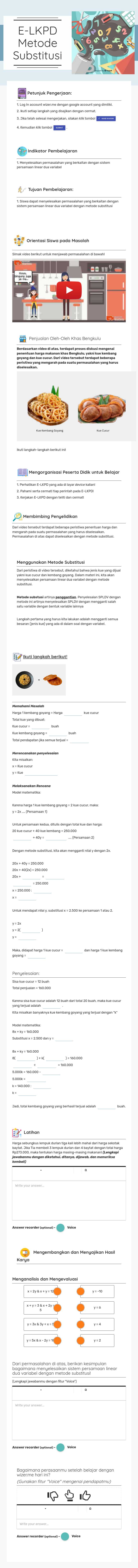 E-LKPD 
Metode Substitusi worksheet preview image