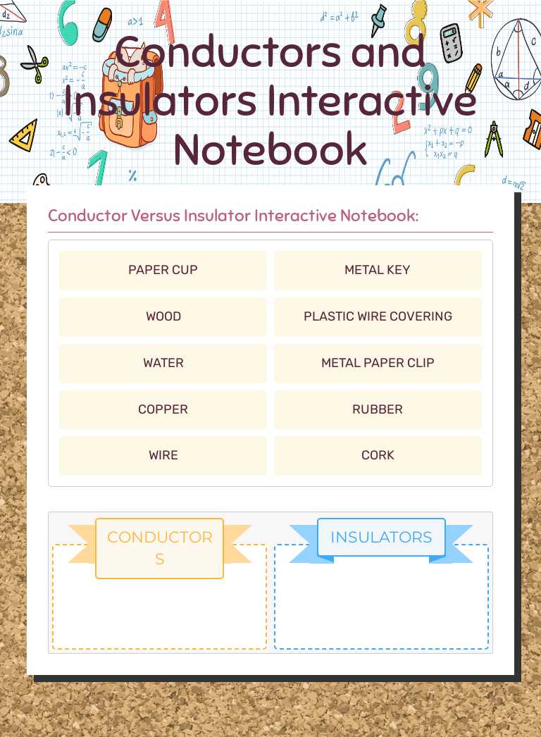 Conductors and Insulators Interactive Notebook worksheet preview image