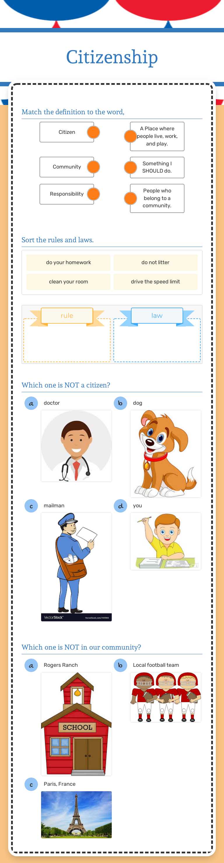 Citizenship worksheet preview image