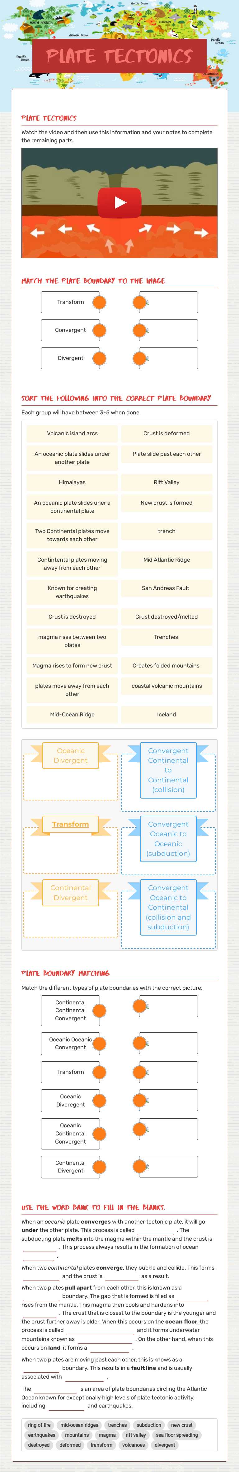 Plate Tectonics worksheet preview image
