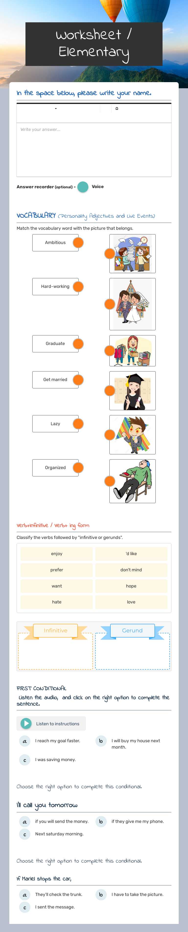 Worksheet / Elementary worksheet preview image