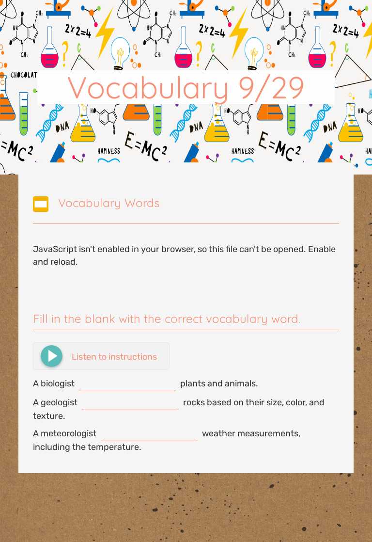 Vocabulary 9/29 worksheet preview