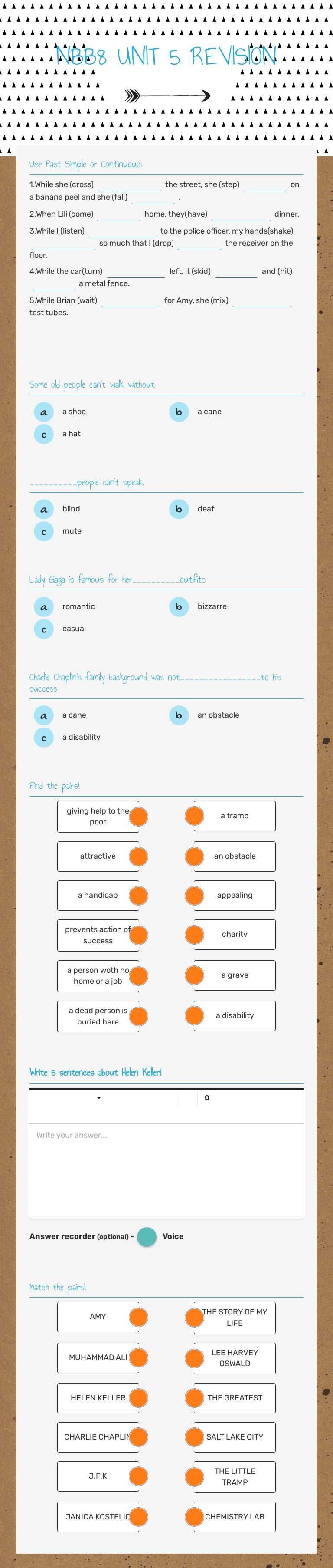NBB8 UNIT 5 REVISION worksheet preview image