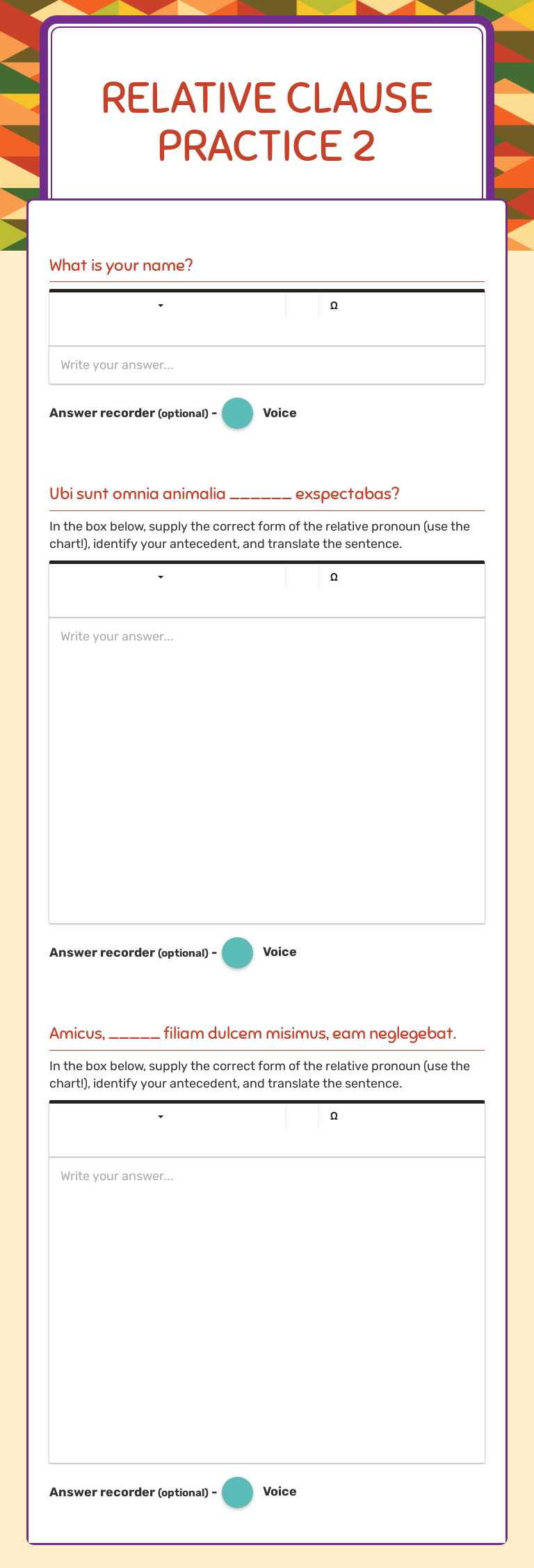 relative clause
practice 2 worksheet preview image