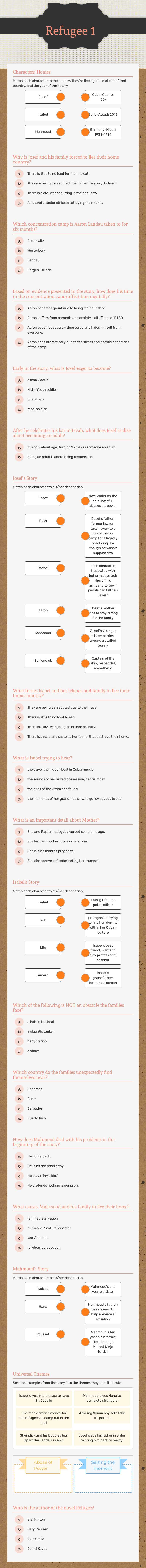 Refugee 1 worksheet preview image