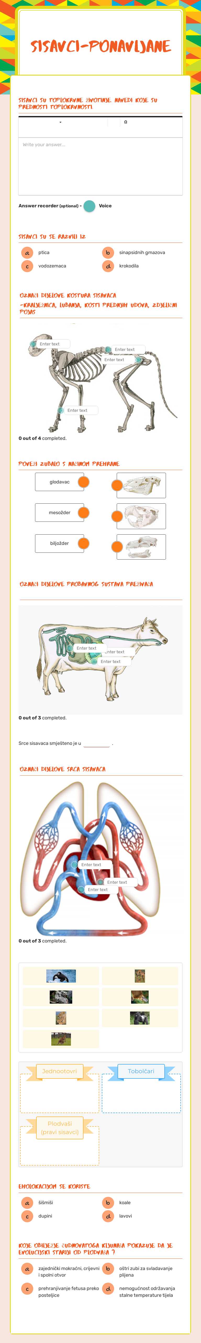 Sisavci-PONAVLJANE worksheet preview image