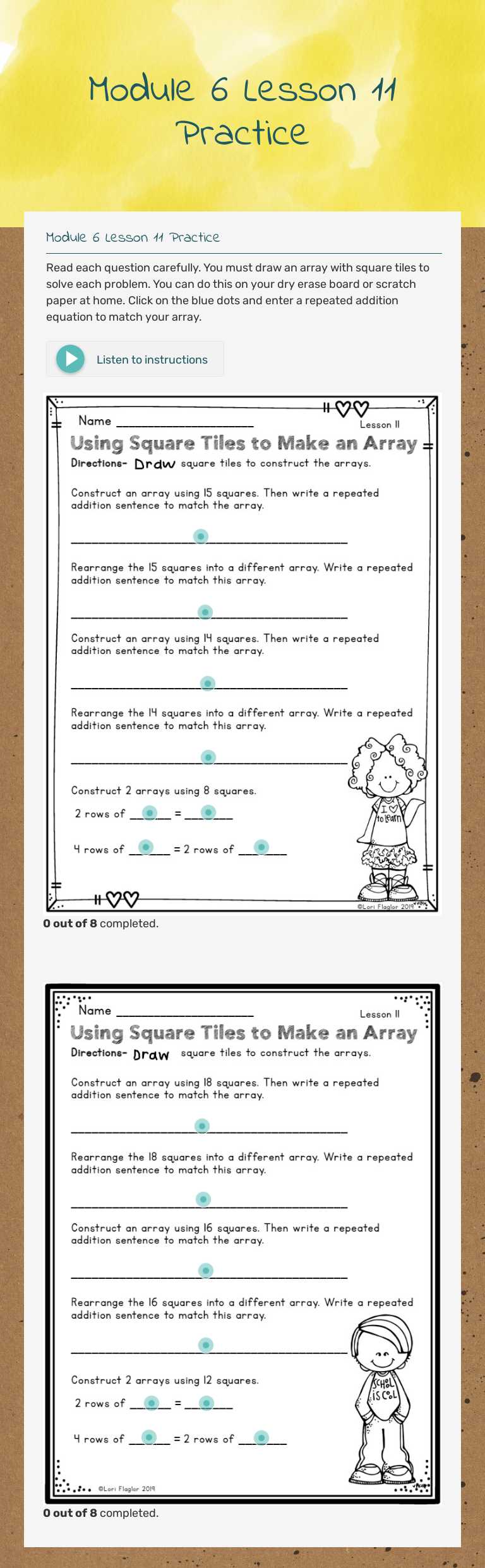 Module 6 Lesson 11 Practice worksheet preview image