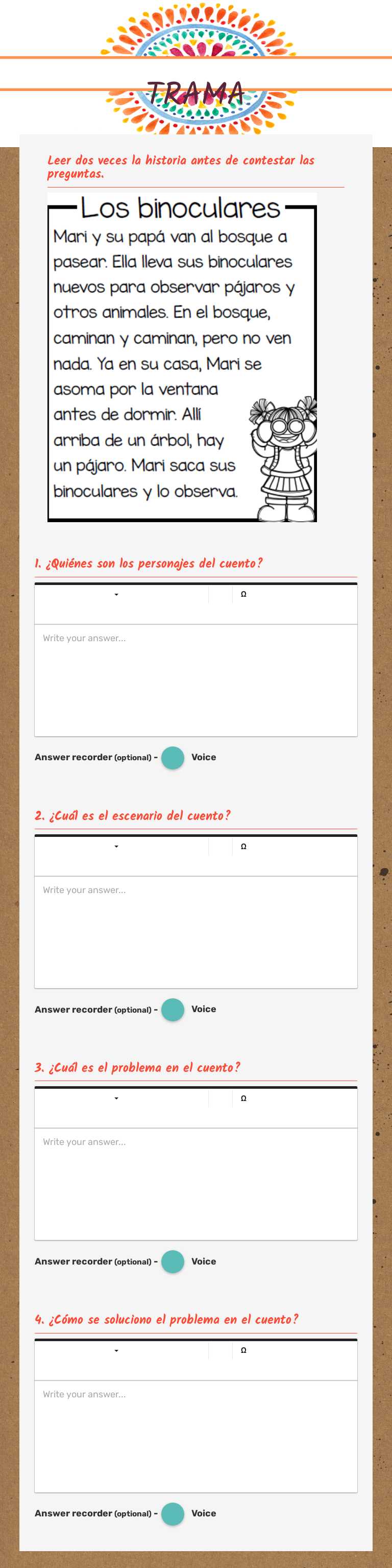TRAMA Preschool worksheet preview