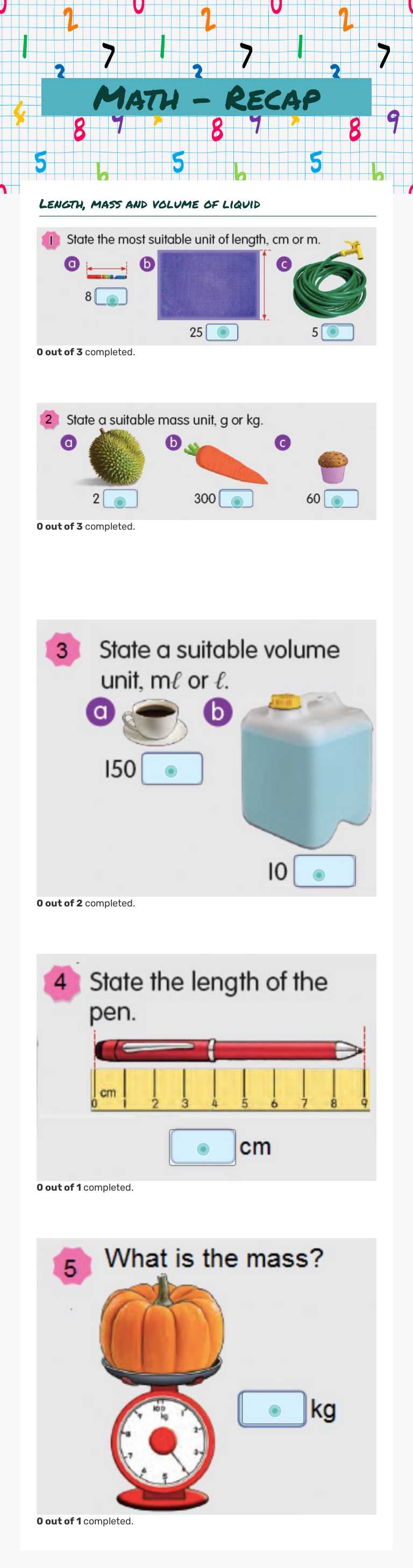 Math - Recap worksheet preview image