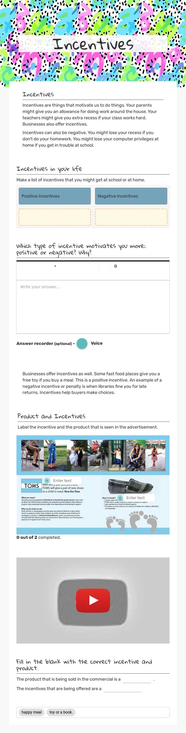 Incentives worksheet preview image