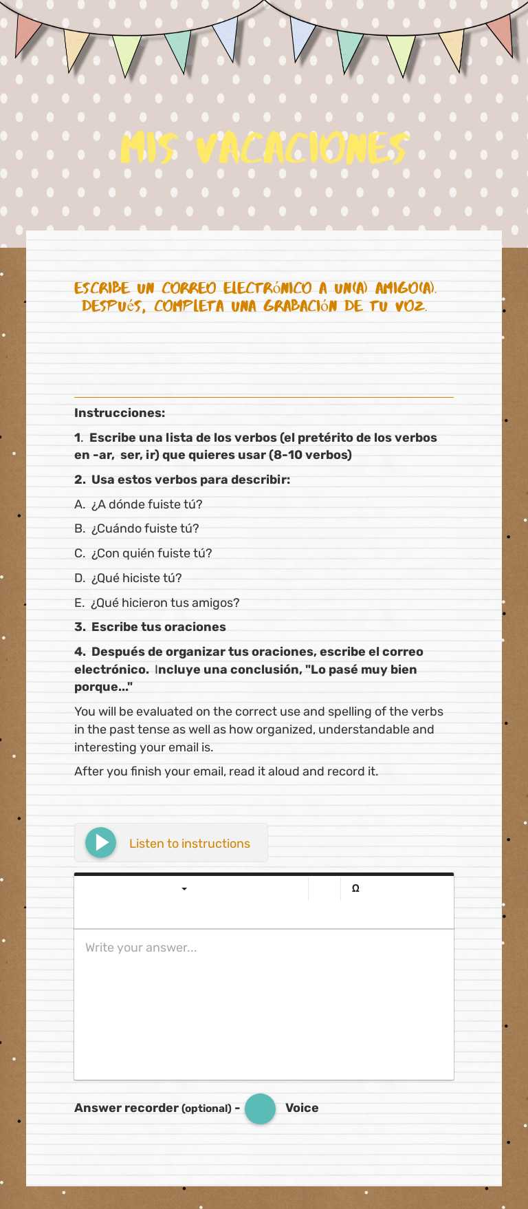 Mis vacaciones worksheet preview image