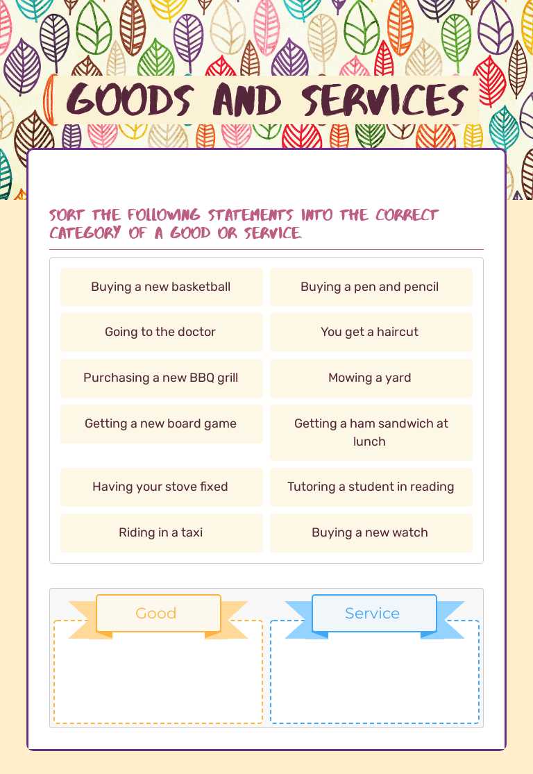 Goods and Services worksheet preview image