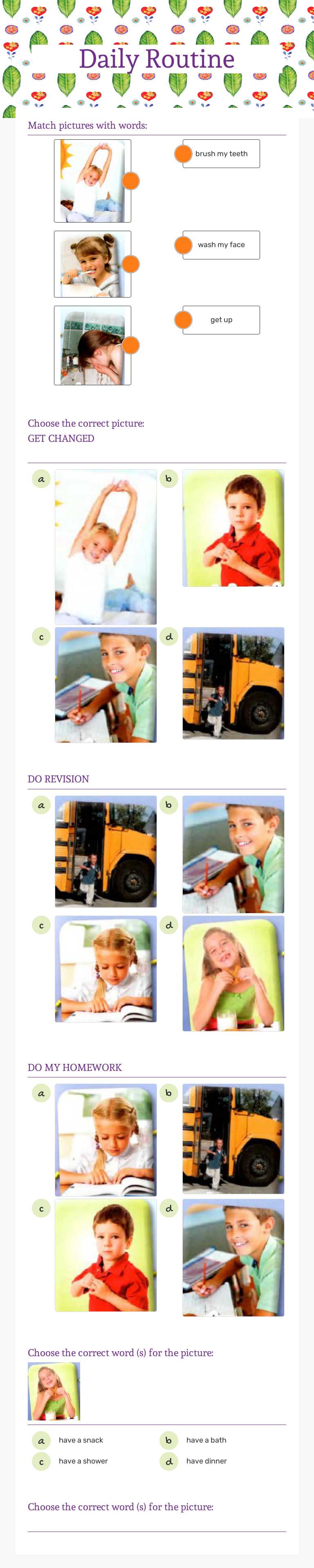 Daily Routine worksheet preview image